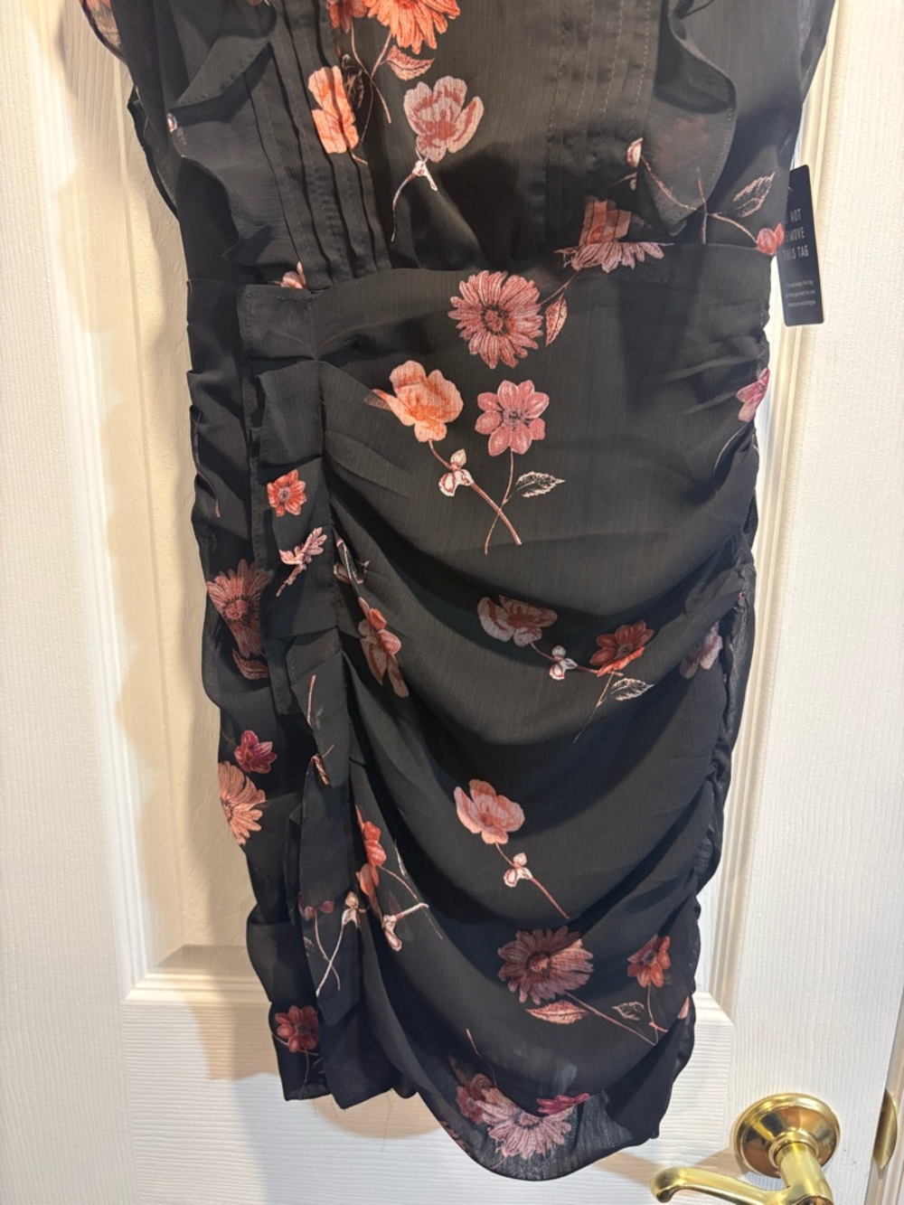 Express Black Mini Dress with Rose Floral Print cottagecore XXS - Picture 5 of 6